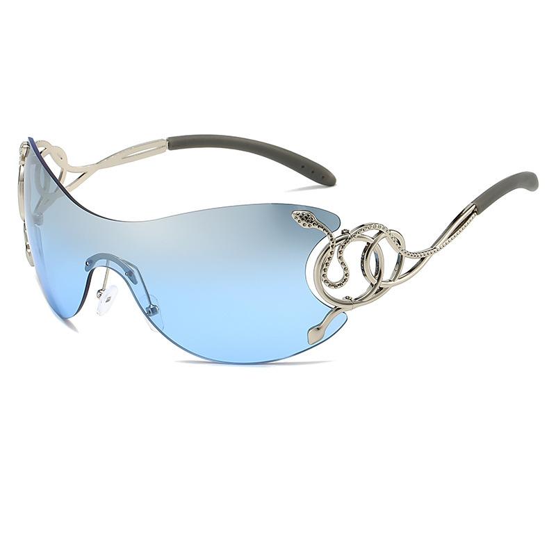 New personalized fashion frameless one-piece Spirit Snake temple sunglasses technology sense YK funny sunglasses