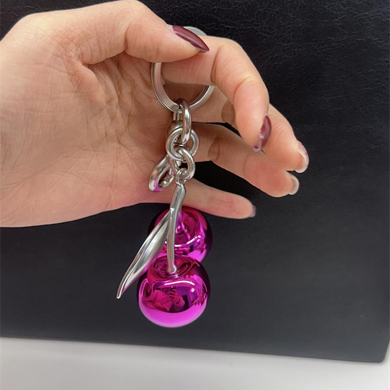 Bag Charm For Coach Handbag Shoulder Bags Fashion Glitter Mirror Face Purple Cherry Pendant Women's Keychain Accessories Gift