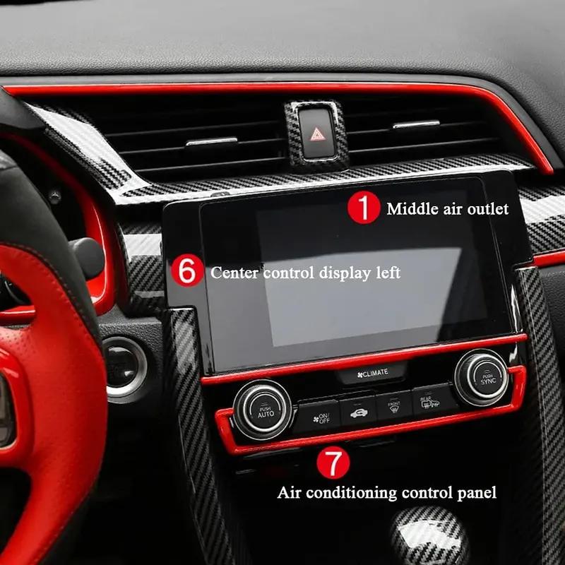 11 buc Fibra de Carbon Console Auto Bord Central Cover Autocolante Ornamentale pentru Honda Civic Sedan 2016-2020 Decaluri Adezive Decorative
