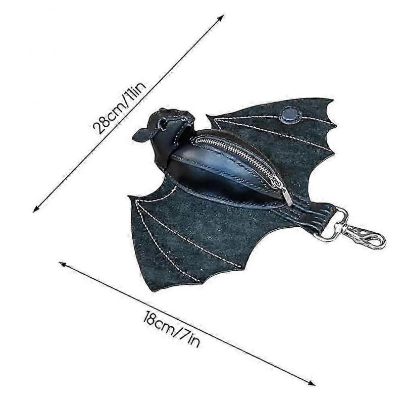 Handcrafted Leather Bat Coin Purse Small Coin Purse Keychain for Women Men Portable Bat Shape Coin Holder