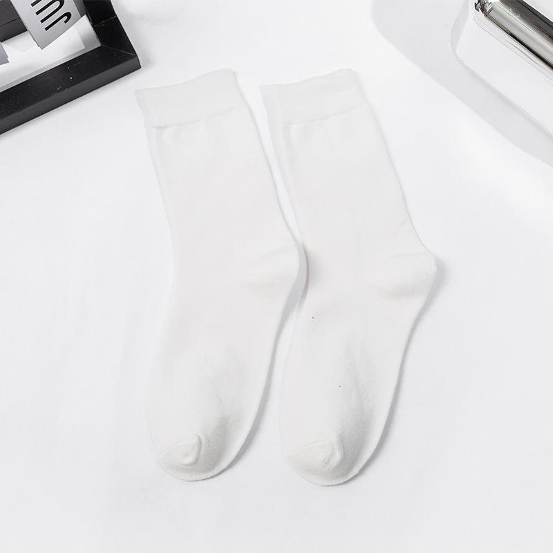 Pair With Loafers And Socks Fashionable And Versatile Black And White Socks Four Seasons Regular Solid Color Cotton Socks, Trendy Student Socks