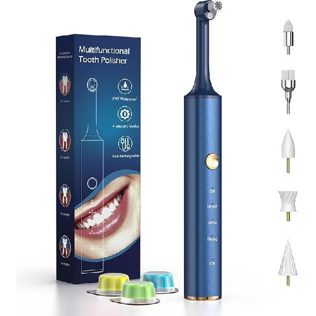 Полировщик зубов, Набор для отбеливания зубов для чистки и отбеливания зубов, Перезаряжаемый полировщик зубов для людей/питомцев, Набор для чистки зубов с 5 щетками