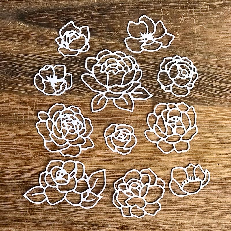 Rose Flower Metal Cutting Dies DIY Stamps Crafts Template Mold Stencils for Embossing Scrapbooking Photo Album X3UC