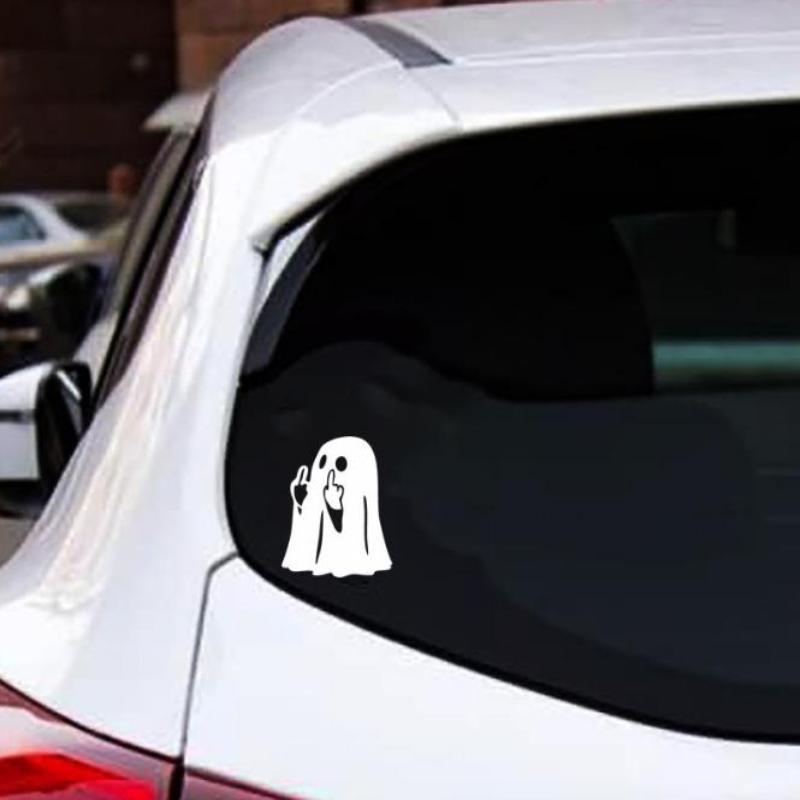 Middle Finger Ghost Car Decal Waterproof Removable Funny Sticker for Auto Window Bumper Motorcycle Helmet DIY Decor