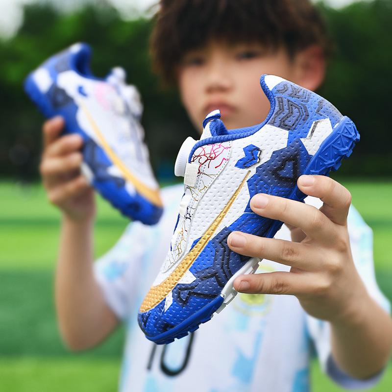 Children's Rotary Buckle Shattered Nail Training Football Shoes, Girls and Boys Elementary School Sports Competition Training Shoes Men