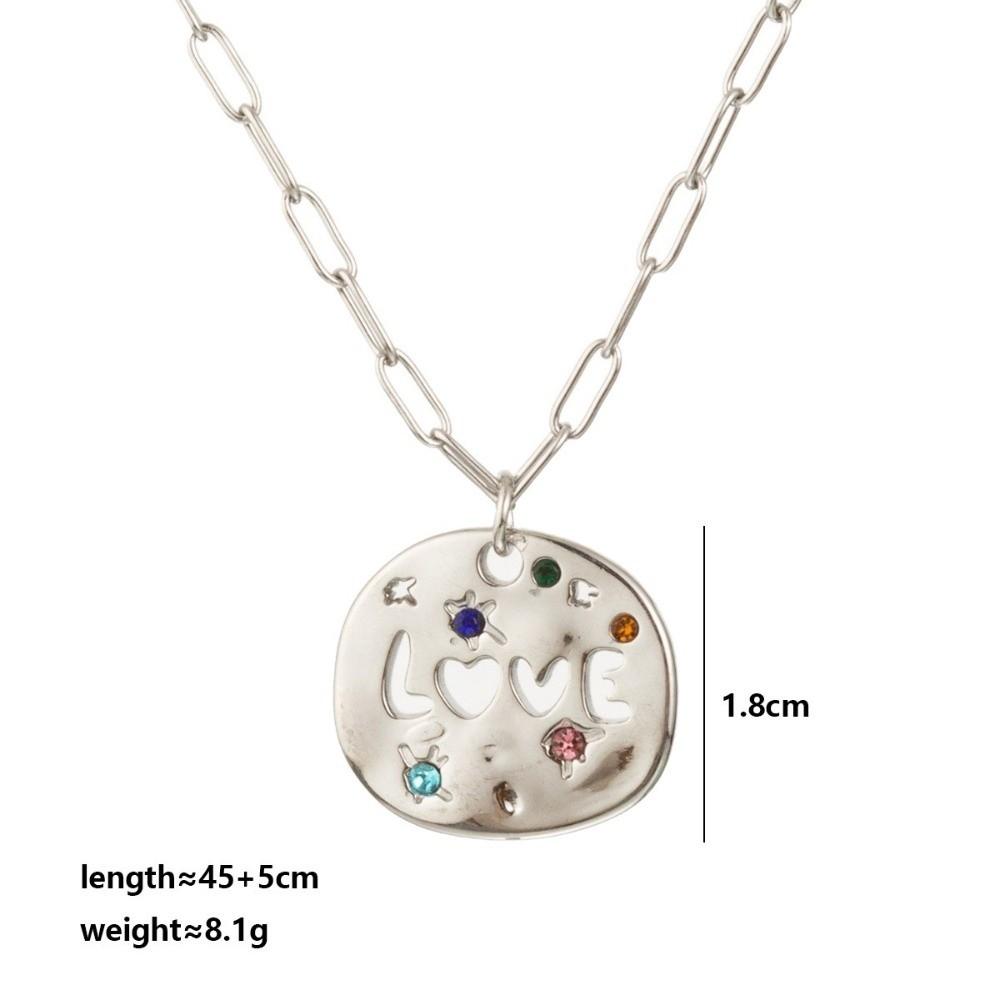 Colorful Full Zircon Guardian Pendant Necklace Stainless Steel LOVE Necklace For Grandma