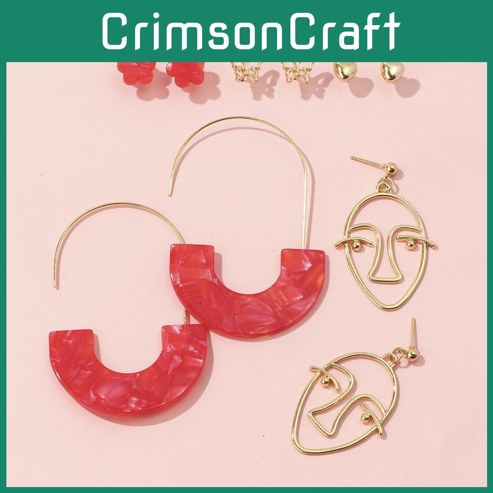 Stylish Alloy Cartoon Character Earrings Multiple Pairs On Card Perfect Gifts