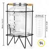 5 Litre Glass Water Dispenser with Tap, Infuser & Stand - Air Tight Lid Detox Water Jar - Mason Jar - Counter Tabletop Juice