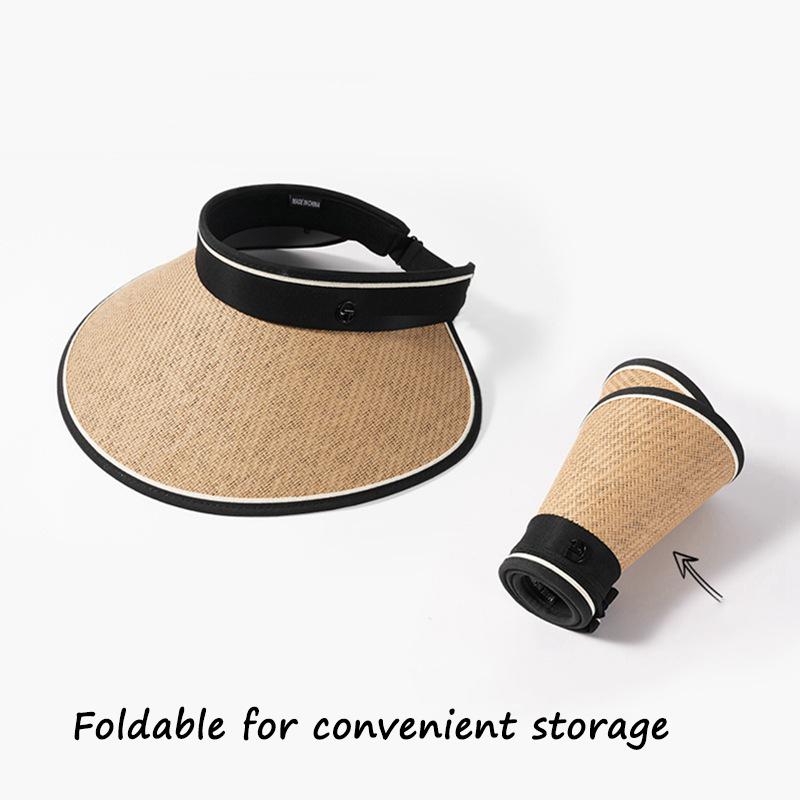 Large brimmed summer cycling empty top sun protection women's sun hat sun protection widened foldable storage