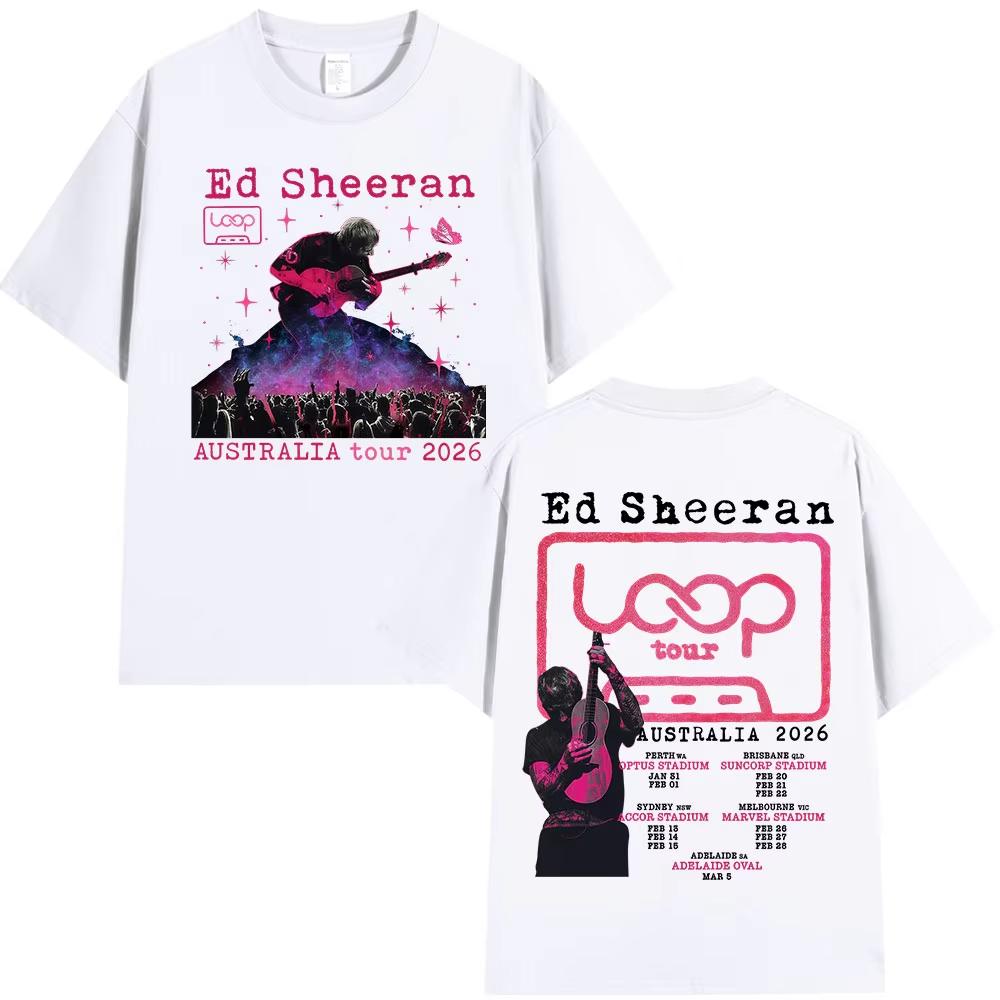 Ed Sheeran Loop Tour Australia 2026 Tour Tshirts Men Women Clothing Fashion Hip Hop Casual pure Cotton T Shirts Streetwear
