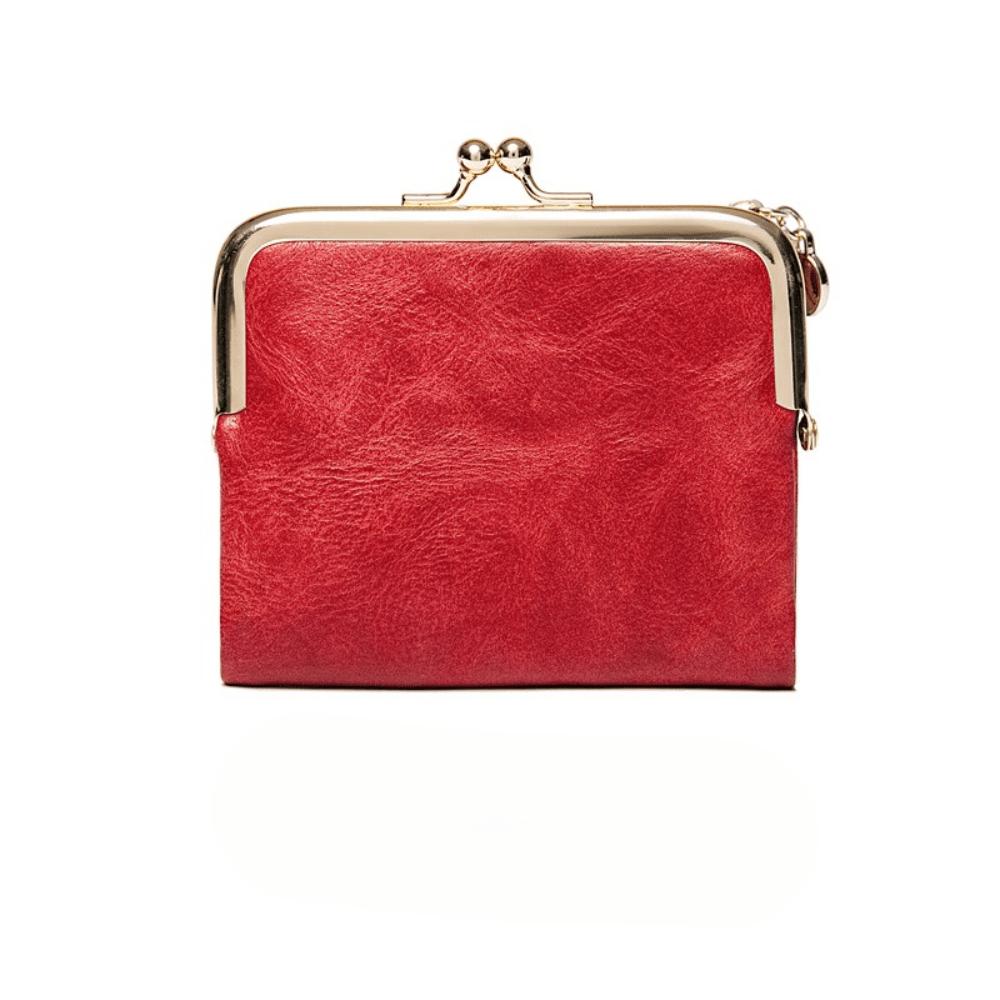 Petit portefeuille femmes nouveau porte-monnaie à pince portefeuille pliant multifonctionnel rétro porte-cartes femmes red, multicolore