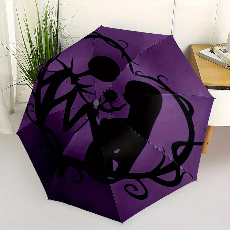 

Nightmare Before Christmas Jack Skellington and Sally Themed Automatic Opening and Closing Folding Umbrella, Reinforced 8 Ribs, Compact Trav