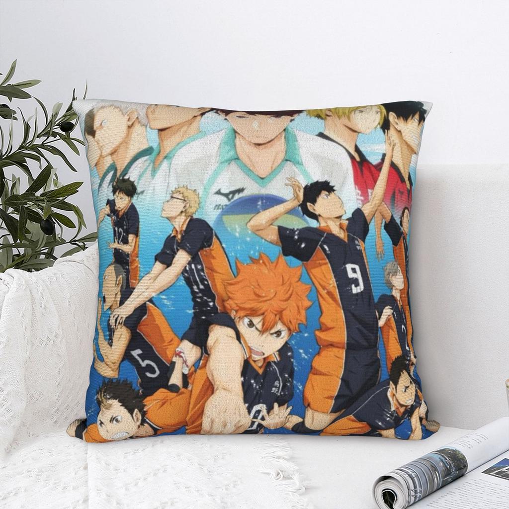 Haikyuu Karasuno Square Pillow Case Polyester Decorative Pillow Japanese Anime Volleyball Fashion Pillowcase