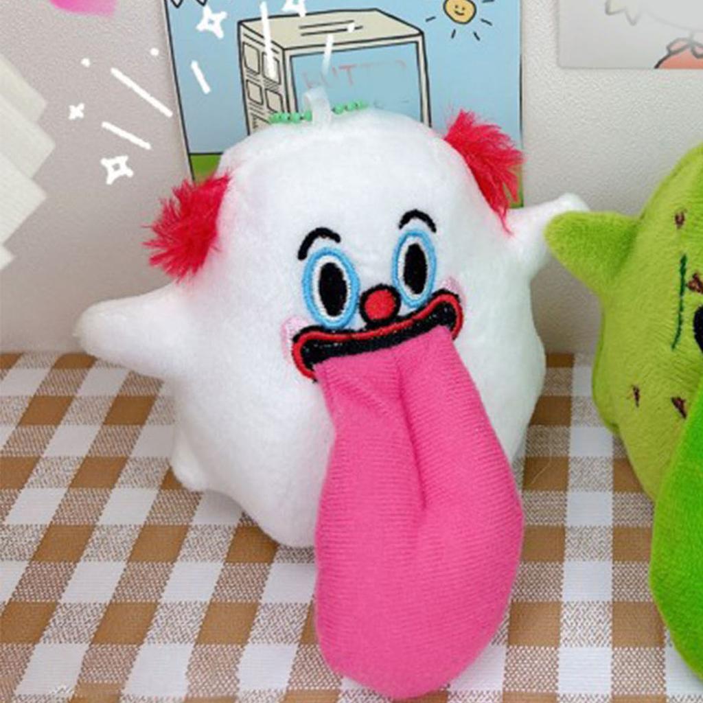 Spitting Tongue Plush Keychain Ornament Cute Little Ghost Hanging Decoration for Backpack Type 1