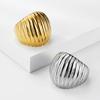 Ins French Retro Bread Striped Ring Women's Titanium Steel Plated 18K Gold Light Luxury Versatile Niche High-end Hand Jewelry