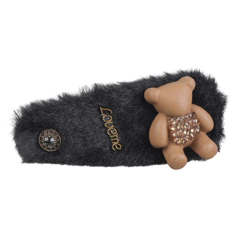 Rabbit Shape Hairpin Lovely Female Rhinestones Bunny Plush Clip Headdress Lolita Hair Barrette Nonslip Hair Clip for