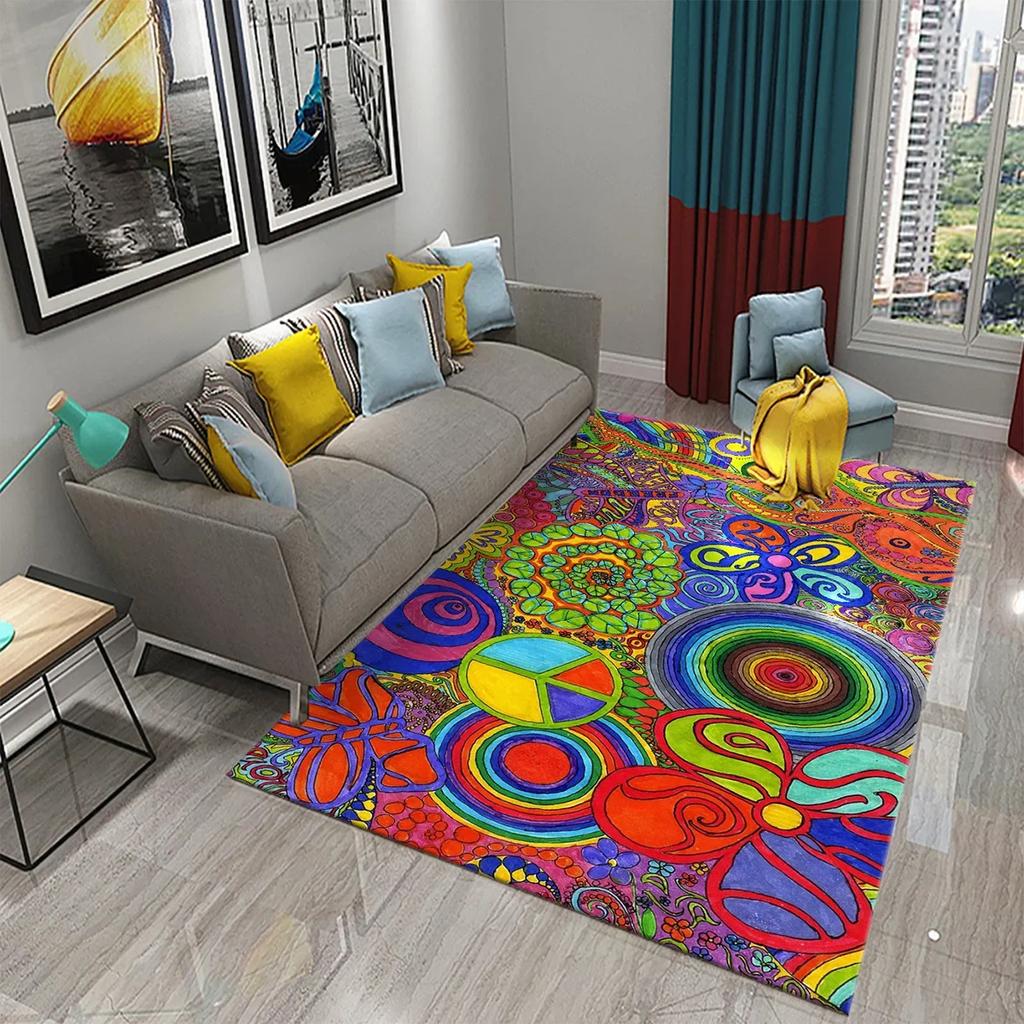 3D Colorful Peace Carpet for Bathroom Kitchen Door Entrance Mats Non-Slip Rugs Living Room Bedroom Decor Floor Welcome Mat Rugs