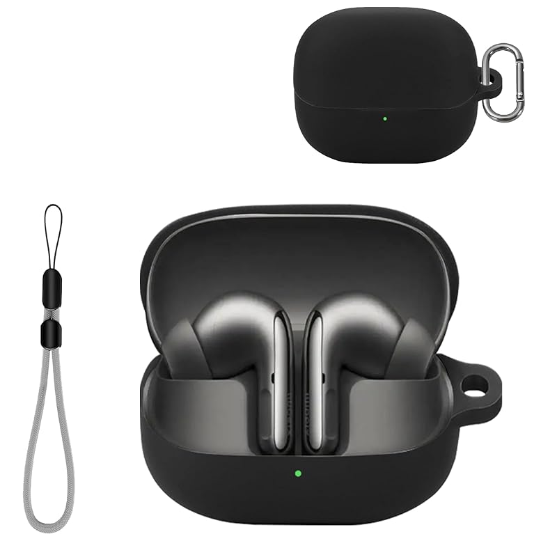 

Xiaomi Buds 5 Pro for case Cover [YANMONGI] Wireless earphones protective cover silicone protective case -With chain charging case cover visible led