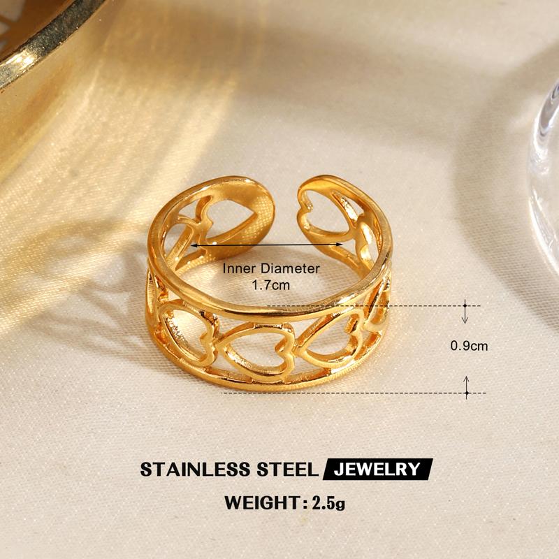 Stainless Steel Geometric Open Ring for Women Delicate Irregular Leaf Heart Wing Spiral Ring Casual Retro Versatile Jewelry Gift