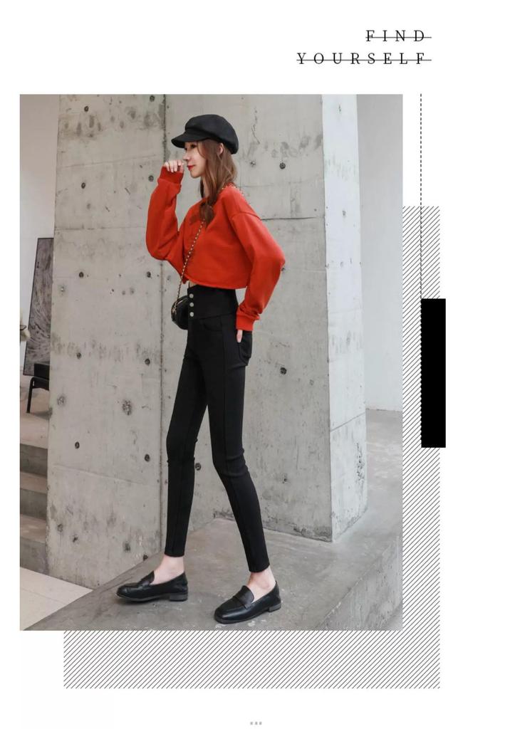 Women's Plus Velvet Thick Black Leggings: Elastic, Skinny, Pencil Pants for Spring, Autumn, Winter.