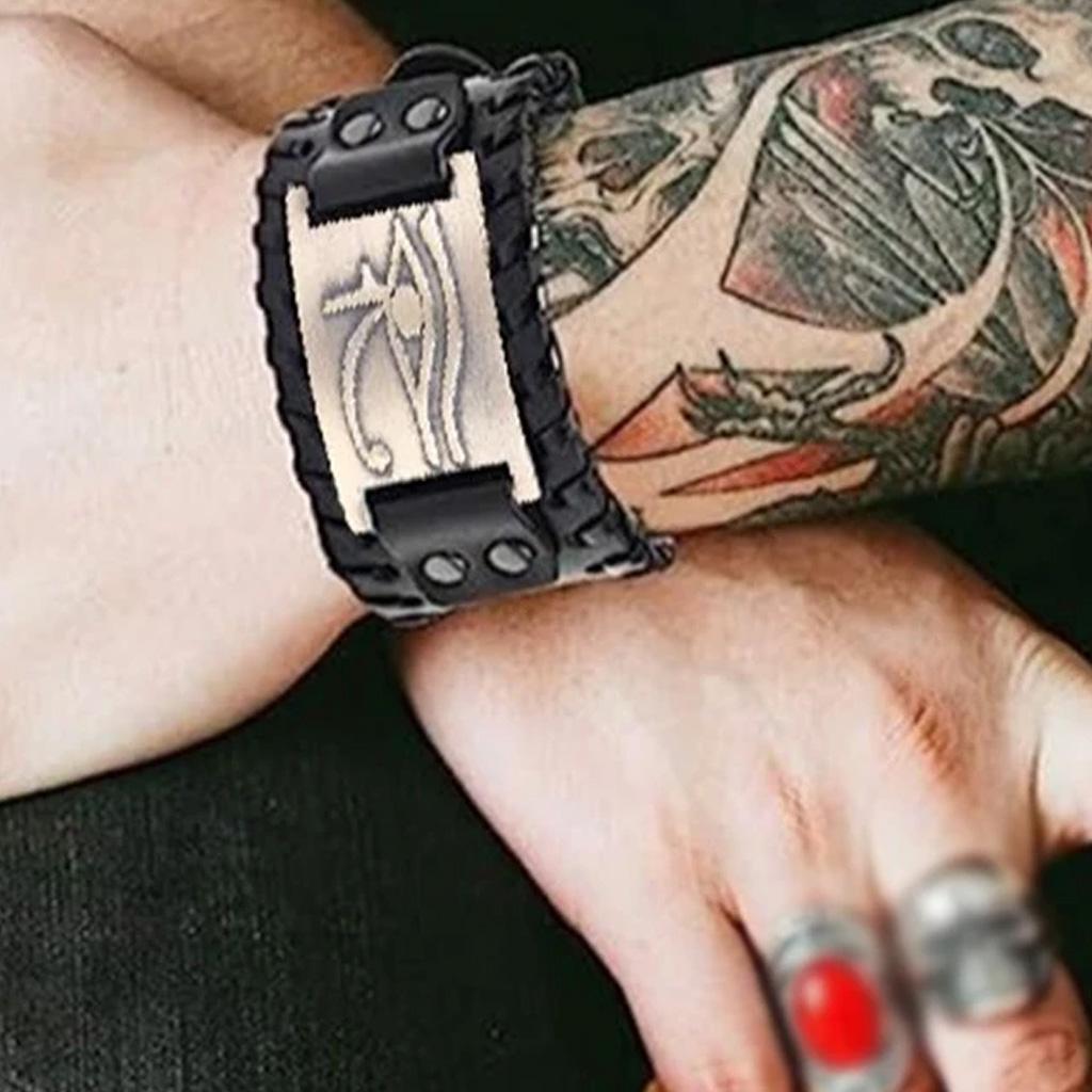 Viking Genuine Leather Wrap Bracelets Punk Eye of Horus Egyptian Wristband Bracelet Isis Talisman Male Wrist Jewelry