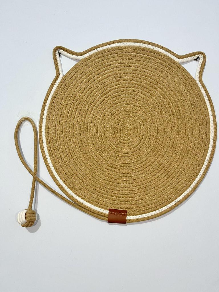 Cat Paw Woven Rope Mat: Self-Entertainment Ball, Washable Scratching Pad, and Sleeping Mat.
