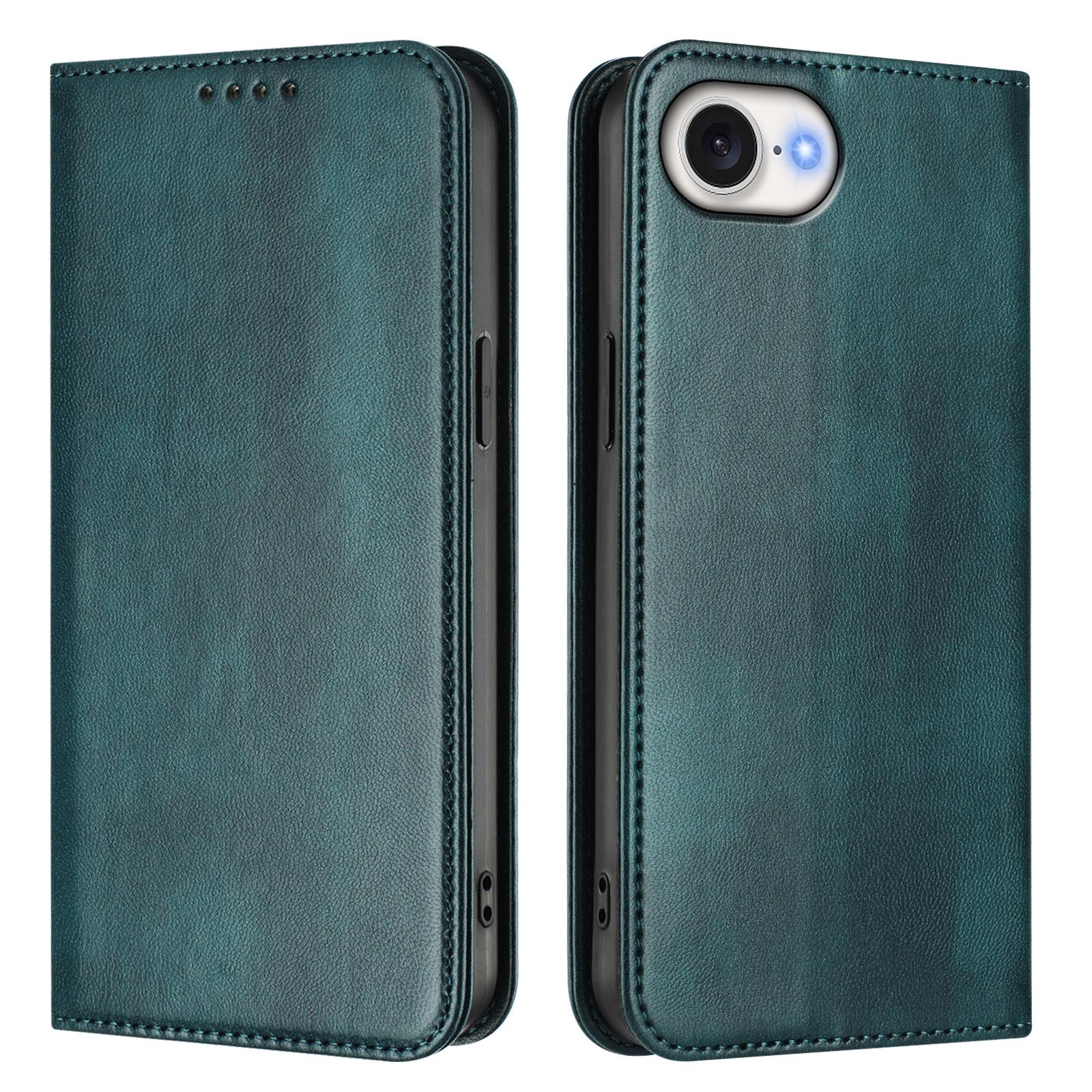 

For iPhone 16e Wallet Cases Retro Texture RFID Blocking Leather Phone Cover Dark Green