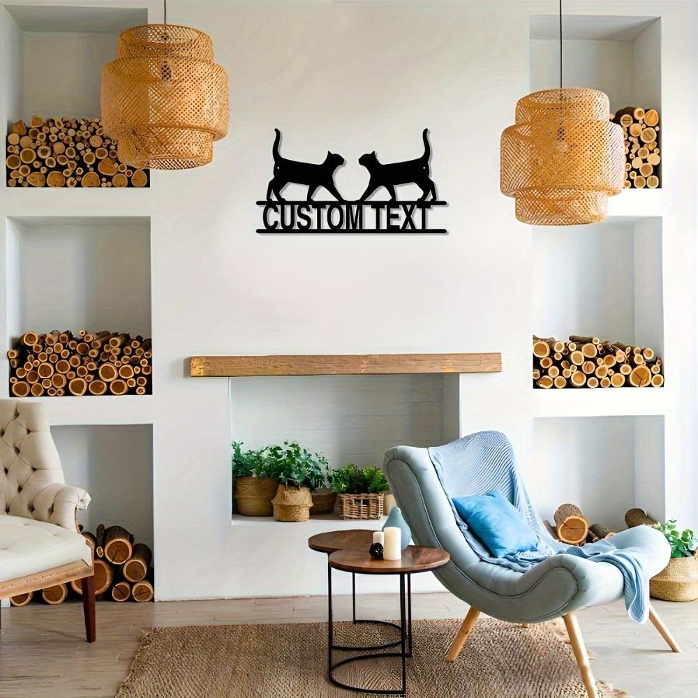 Metal Cat Door Sign, Personalized Address Plaque, Home Wall Decor, Easy Mount, Unique Gift