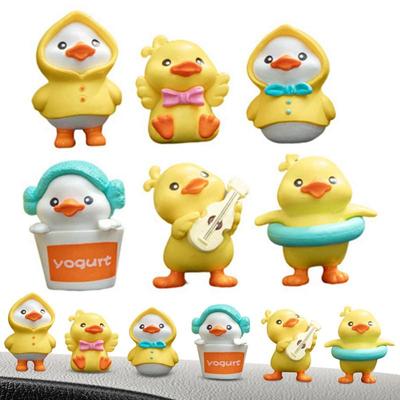 Cartoon Cute Duck Toy Car Ornaments PVC Yellow Duck Car Dashboard Decorations Funny Anime Duck Pendant Car Interior Accessories