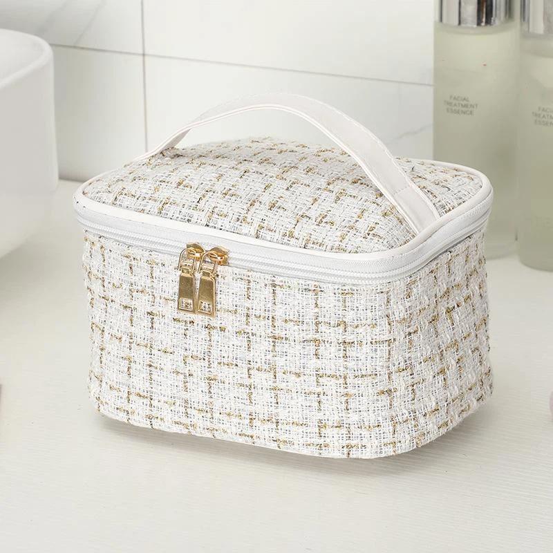 Waterproof Cosmetic Bag Large Capacity Smooth Double Zippers Soft Grip Handle Lightweight Toiletry Organizer for Trip