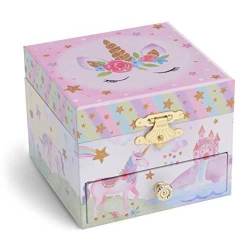 Boîte À Bijoux Musicale - Jewelkeeper - Licorne - Tiroir De Rangement - Miroir En Cœur - Tissu Doux