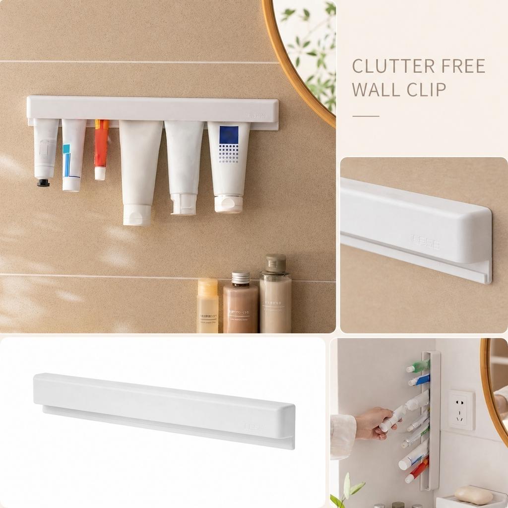 Wall Mounted Toothpaste Squeezer Holder for Bathroom Storage No Drilling Installation for Face Wash and Toothpaste Organizer Shelf