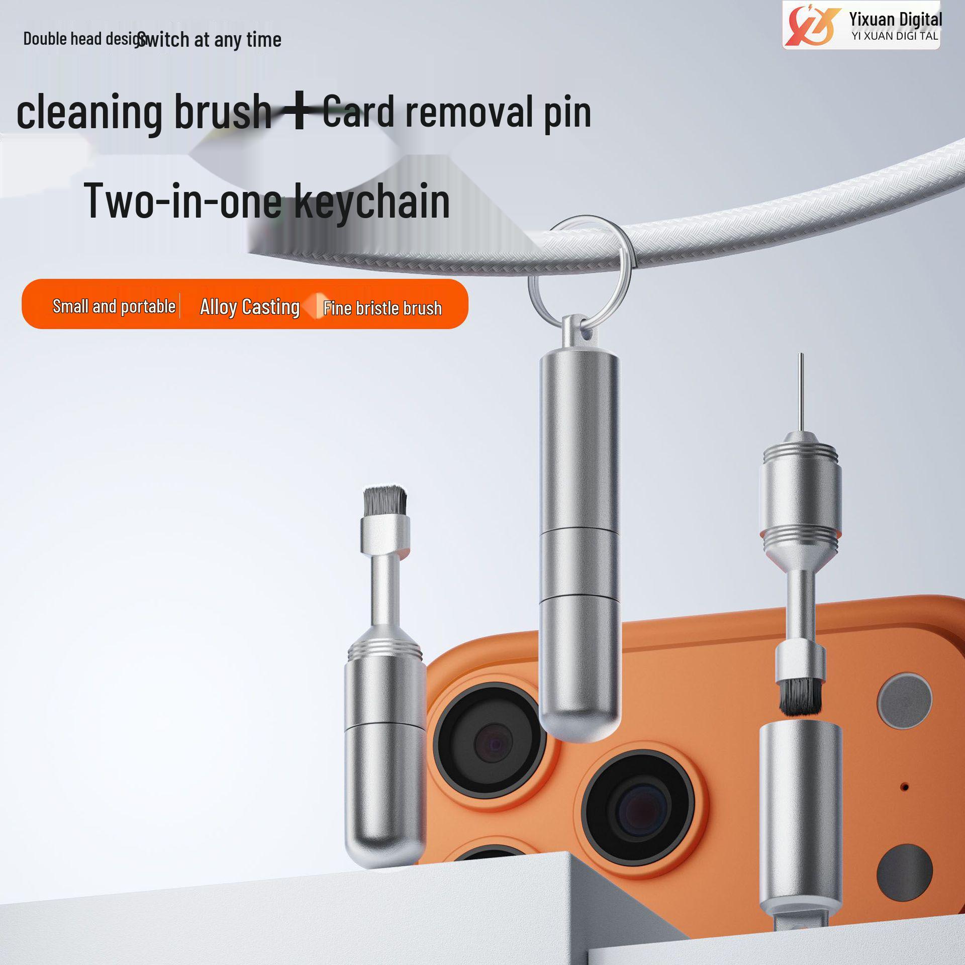 

Portable Phone Cleaning & SIM Ejector Keychain with Bluetooth Earbud Case Tool