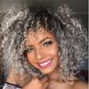 Perucă spaniolă nouă, păr brazilian, perucă gri umbrită, pentru femei (culoare: gri)