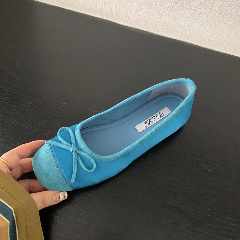 CNMR  Elegant Bow Knot Ballerina Woman Flat Round Toe Comfortable Comfortable Ladies Leather Loafers Single Shoes