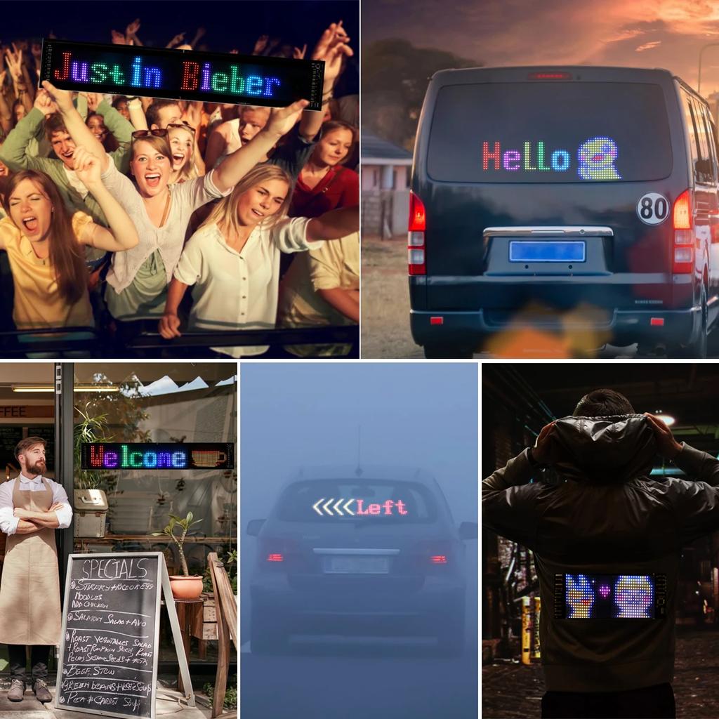 Flexible Programmable LED Screen Message Scrolling Sign Board Ultra-thin Soft Flexible Advertising Light for Vehicle Store Party