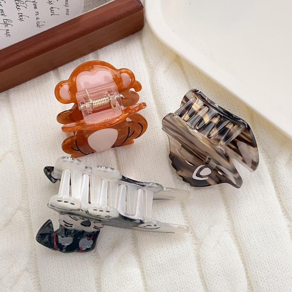 Schnauzer Monkey Acetate Hair Claw Clip - Women's Headwear & Styling Accessory