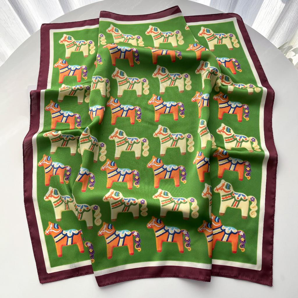 Stylish Imitation Silk Scarves Bandanas Cotton Printed Square Scarf For Women Luxury Hijab Neckerchief Elegant Shawl Wraps