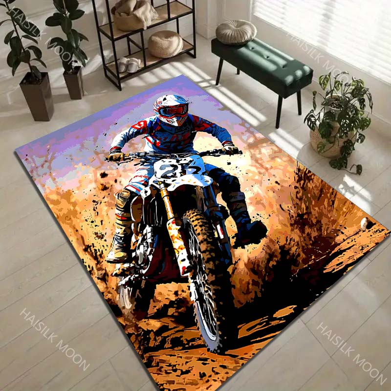 1PC Motocross racing mud spray action Carpet for Living Room Bedroom Sofa Home Decor Rus Non-slip Floor Mat Luxury Gift