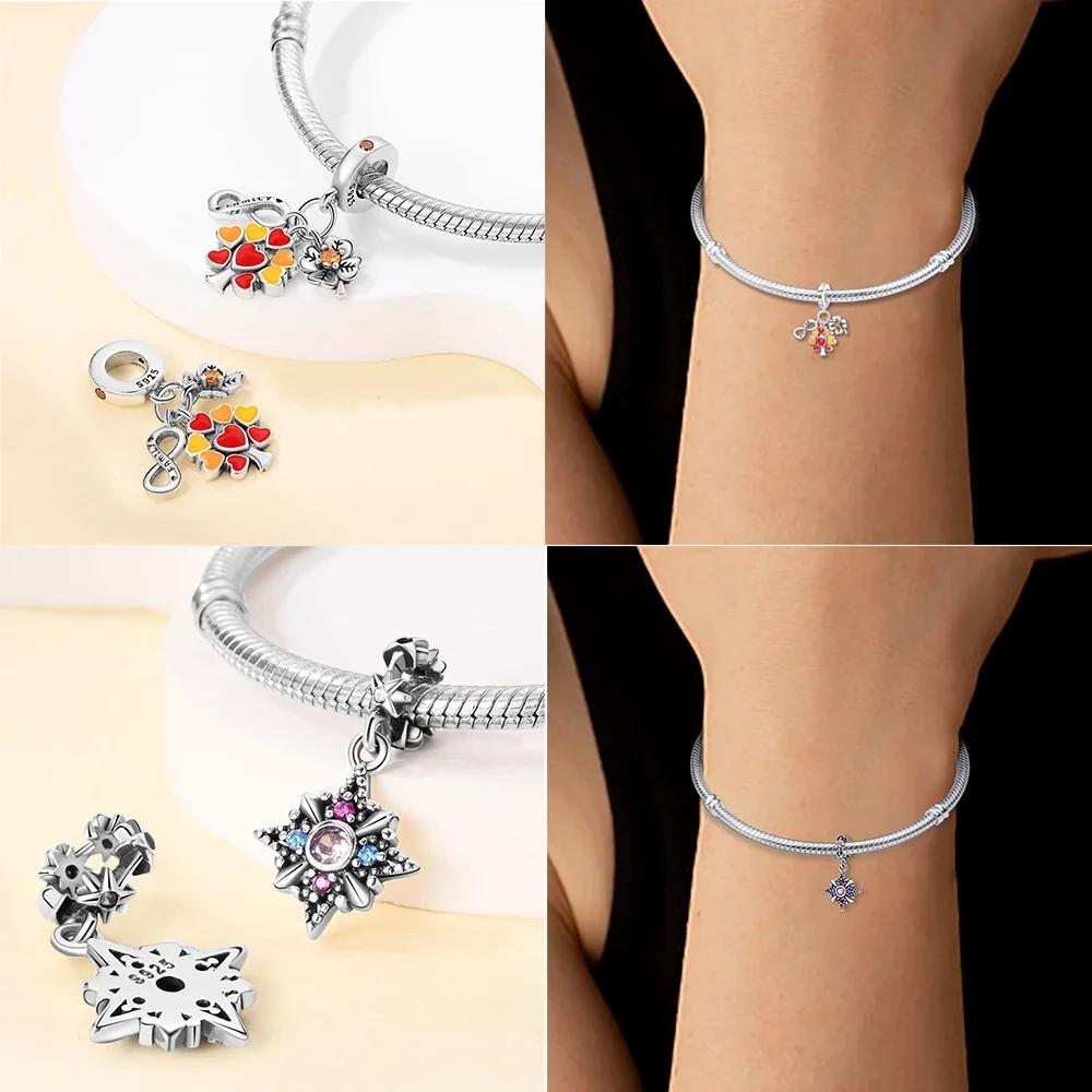 Authentic Original Charm Bead Components Brown Bear Pink Zircon Blue Heart Lucky Fortune Bead Components Compatible With Bracelet High Quality Fine