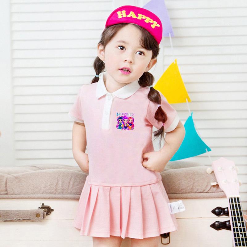 Kpop Monster Hunter Witch Academy Style Long Sleeve Pleated Dress for Children