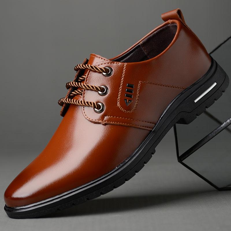 Italian Holfredterse Men Formal Leather Office Wide Fit Wedding Lace Up Casual Pointed Toe Business Soft Bottom Shoes 16-1978