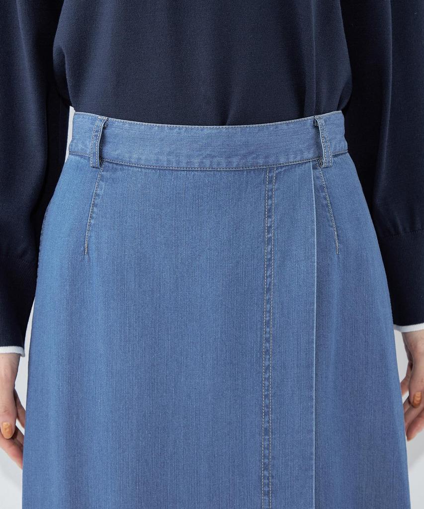 Petit Honfleur Denim Flare Skirt 67cm Women's (524276), Blue,