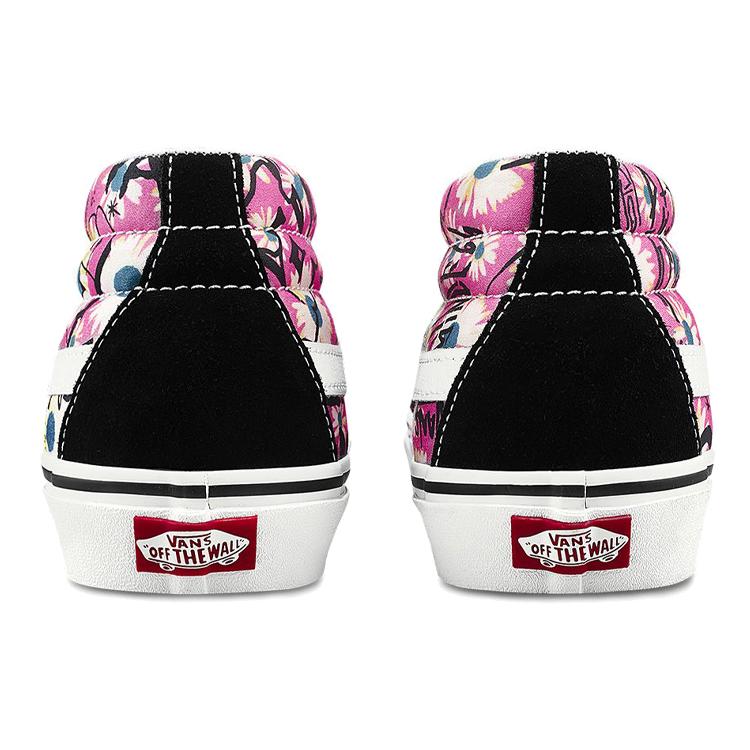 Vans Sk8 Mid Retro High Top Casual Skate Shoes Unisex Flowers Graffiti 'Black Pink White' VN0A3WM31IY