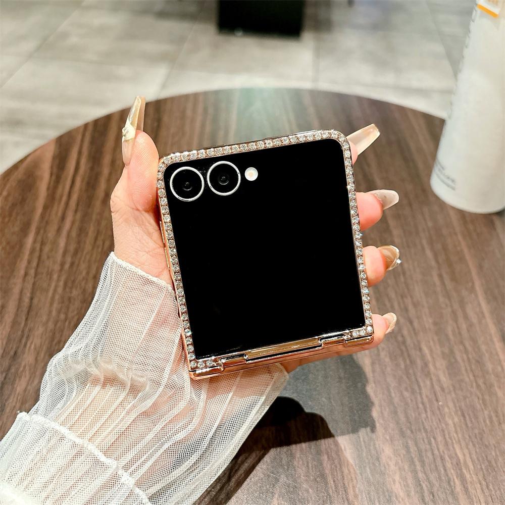 For Samsung Galaxy Z Flip7 5G Case Hinge Protection Rhinestone Glitter PC Phone Cover
