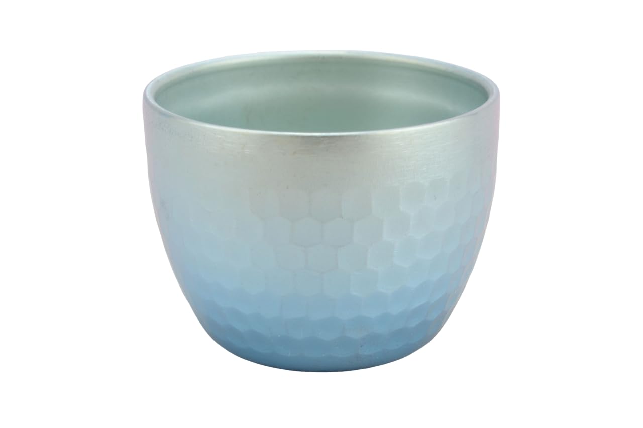 Титановая кованая чашка для саке (Двойные стенки) Анодированный титан цвета «Морская синь»