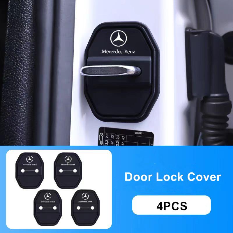 SUG2 Car Silicone Door Lock Cover Protective Cap Stickers Accessories For Mercedes Benz AMG W126 W140 W190 W222 4MATIC W204 W212 W203