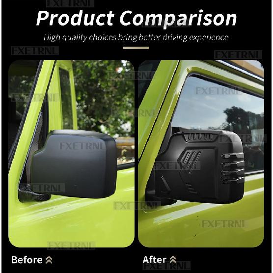 For Suzuki Jimny JB64 JB74 2018 2019 2020 2021 2022 2023 2024 2025 Matte black Car Rearview Mirror Trim Cover LHD RHD ABS 1Pair