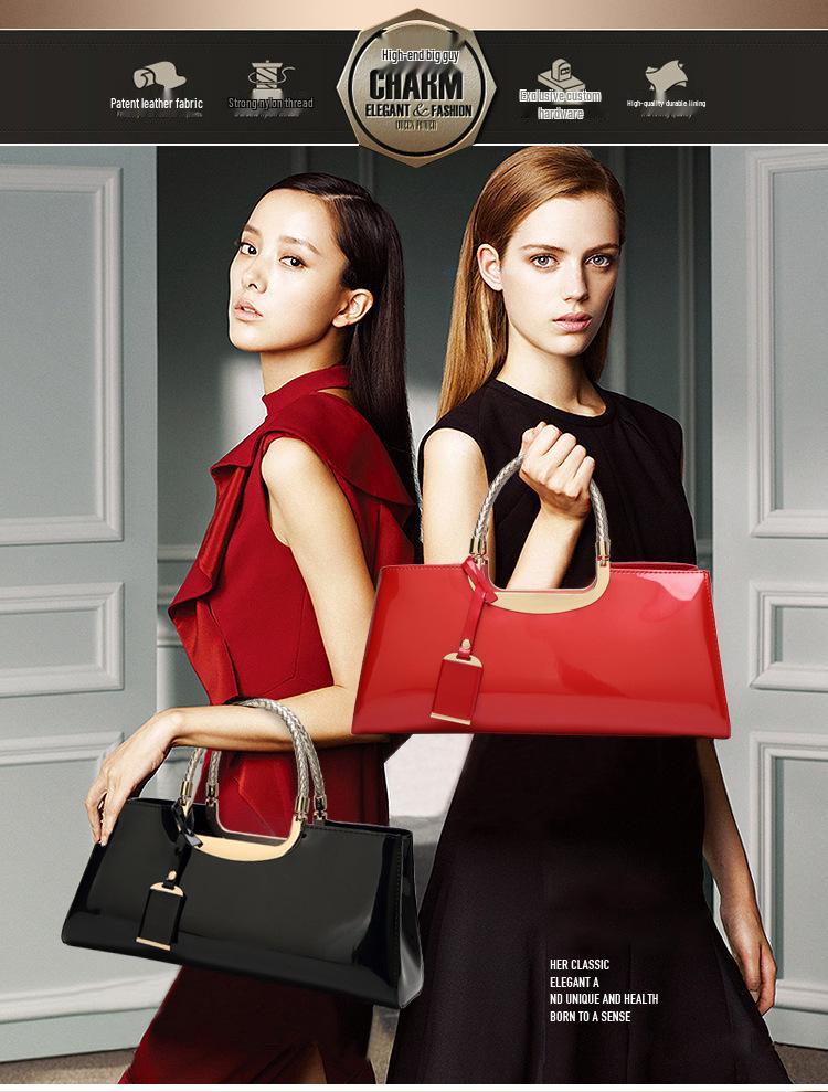 2025 Hot-Selling Women's Glossy Patent Leather Handbag: European & American Style Bridal Wedding & Evening Bag