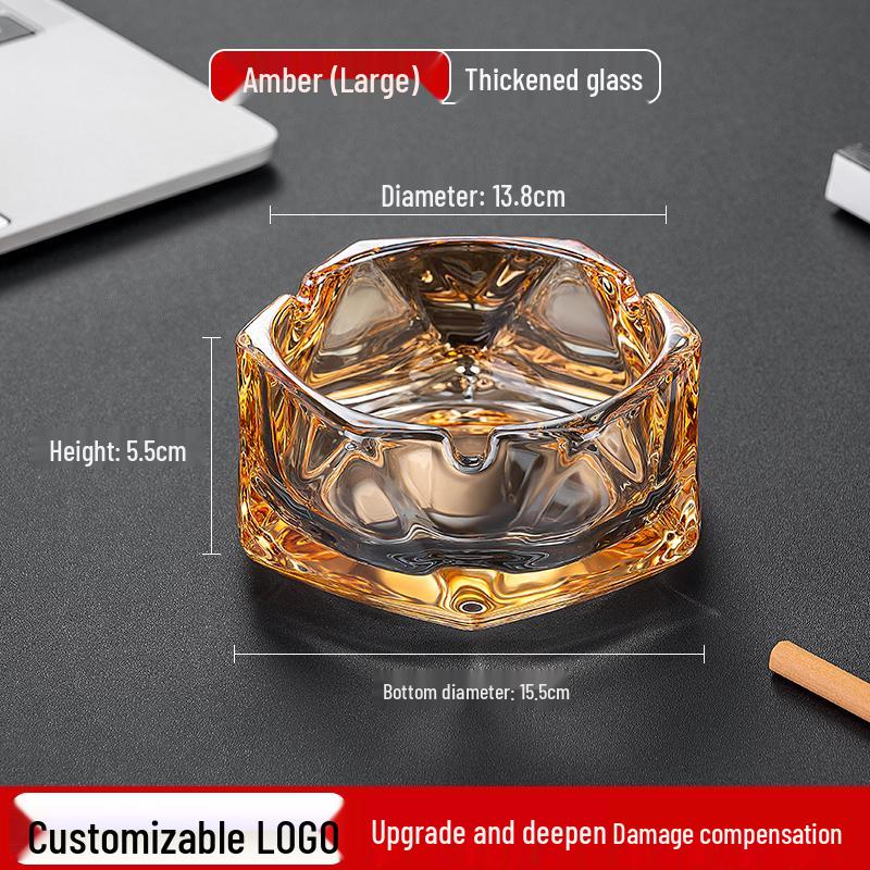 Crystal Glass Ashtray: Elegant, Fly-Repellent Design for Home or Office